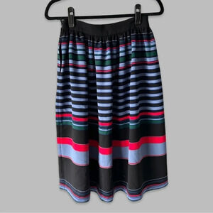 Zara Striped Pleated A Line Midi Skirt